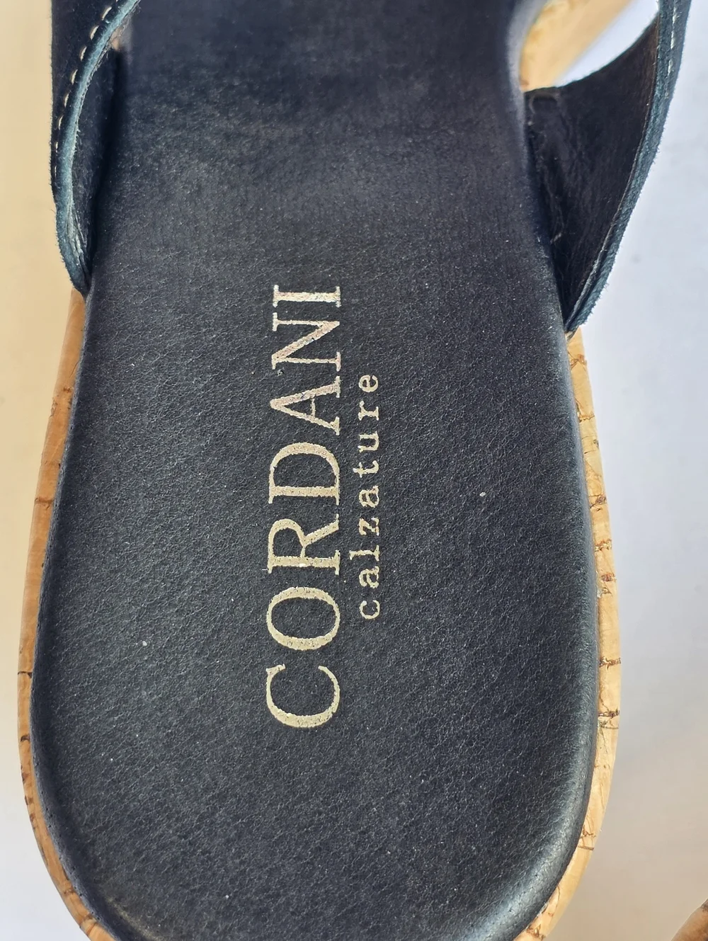 NEW Cordani Devon Black Suede Cork Platform Wedge Sandals - Size 9.5 /10